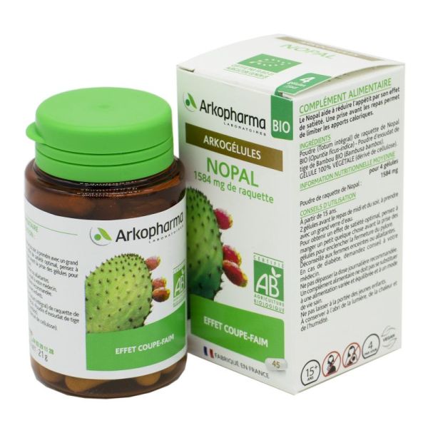 ARKOGELULES BIO Nopal 1584mg de Raquette - Bte/45 - Effet Coupe Faim - Dès 15 Ans