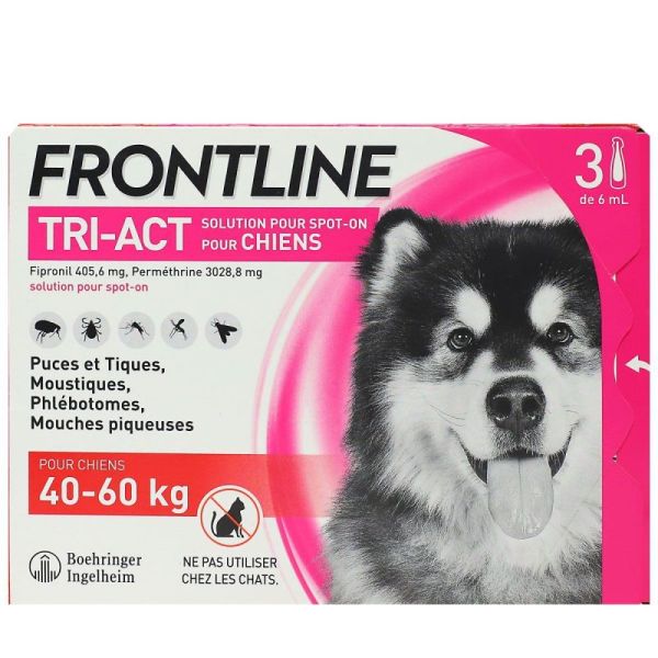 FRONTLINE Tri-Act chien +40kg 3 pipettes -