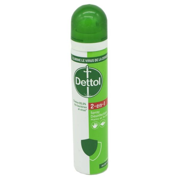 DETTOL Spray Désinfectant 2 en 1 Mains et Surfaces 90ml