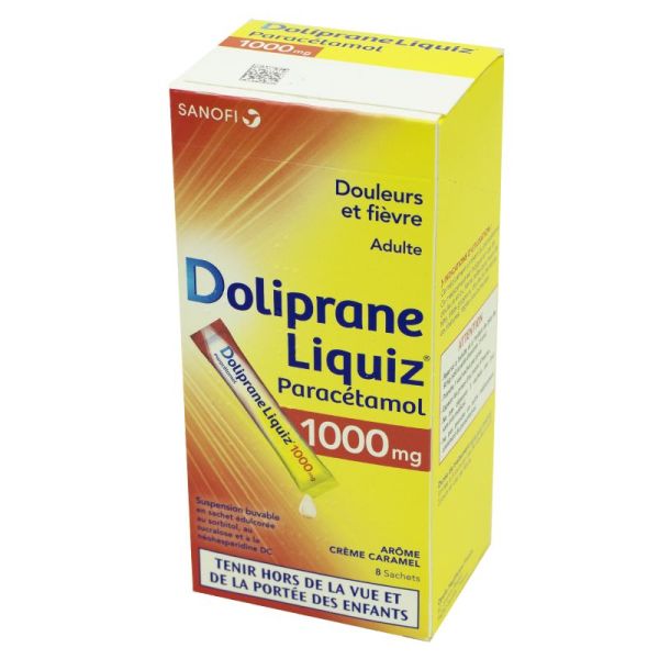 Sanofi Aventis - DOLIPRANE 1000 mg, Poudre pour Solution Buvable - 8 Sachet  - 3400936246980