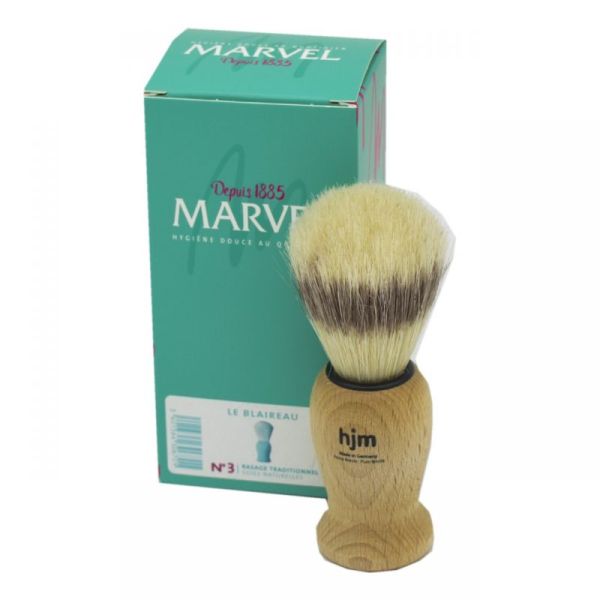 MARVEL Le Blaireau Soie Pure Luxe - Blaireau Manche en Bois avec Poils 100% Soies Naturelles - Bte/1