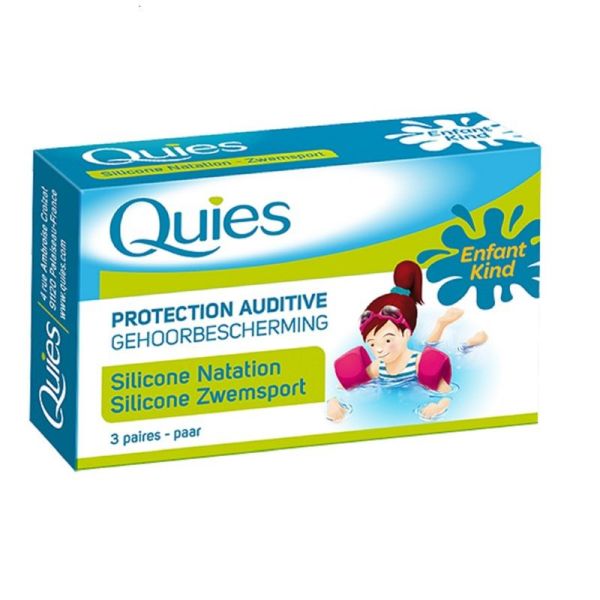 QUIES Protection Auditive Silicone - Spécial Natation ENFANT - Bte/3 Paires