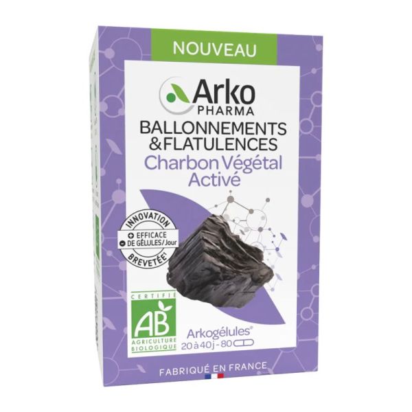 ARKOGELULES Charbon Végétal Activé - Bte/80 - Confort Digestif, Ballonnements Intestinaux