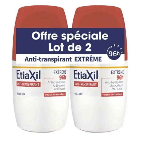 COOPER - Etiaxil Anti-Transpirant extrême 96H  peaux normales , Anti-odeurs  - ROLL ON 50ml lot 2