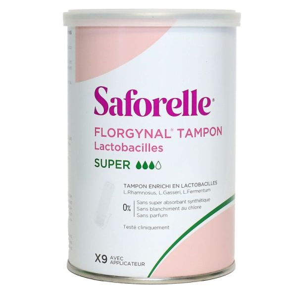 Saforelle Florgynal Super avec applicateur 9 tampons