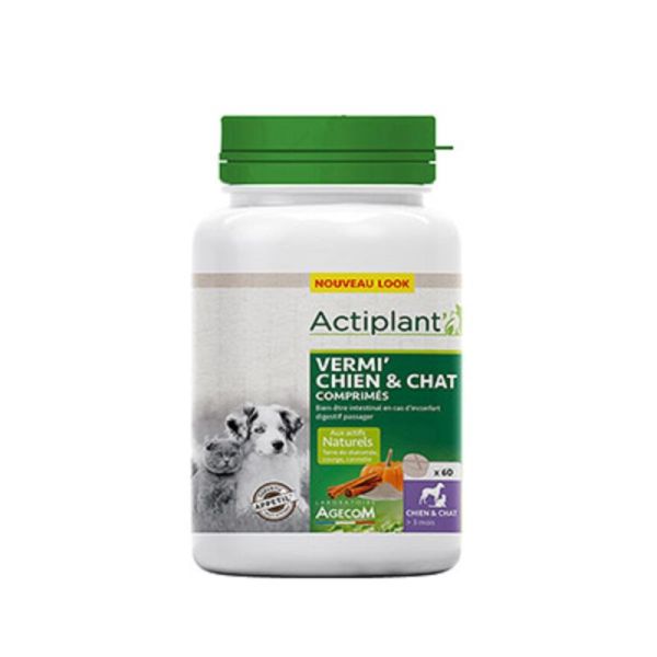 ACTIPLANT VERMI' CHAT CHIEN 60 Comprimés à Avaler - Aux Actifs Naturels