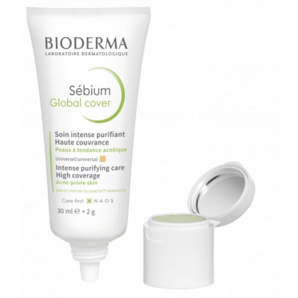 BIODERMA Sébium Global Cover 30ml - Soin Intense Purifiant Haute Couvrance Peaux à Tendance Acnéique