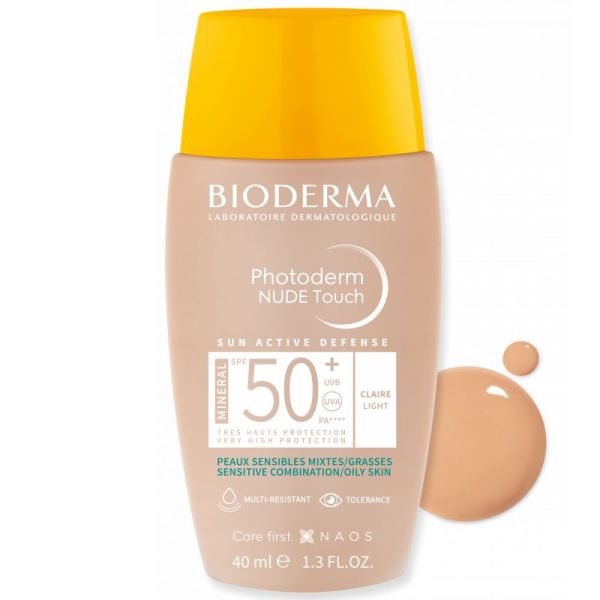 PHOTODERM NUDE TOUCH Mineral Claire SPF50+ 40ml - Peaux Claires Sensibles Mixtes à Grasses