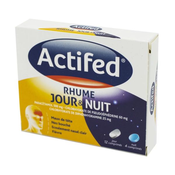 Actifed Rhume Jour et Nuit,16 comprimés