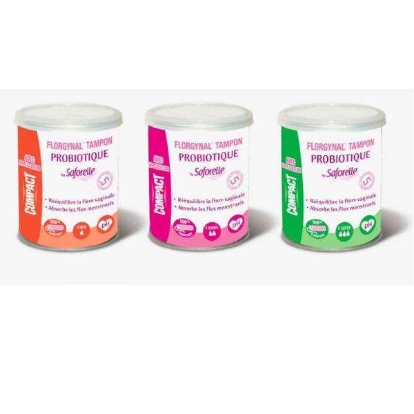 SAFORELLE Florgynal Compact NORMAL Tampon Probiotique AVEC Applicateur - Flore Vaginale - Bte/9