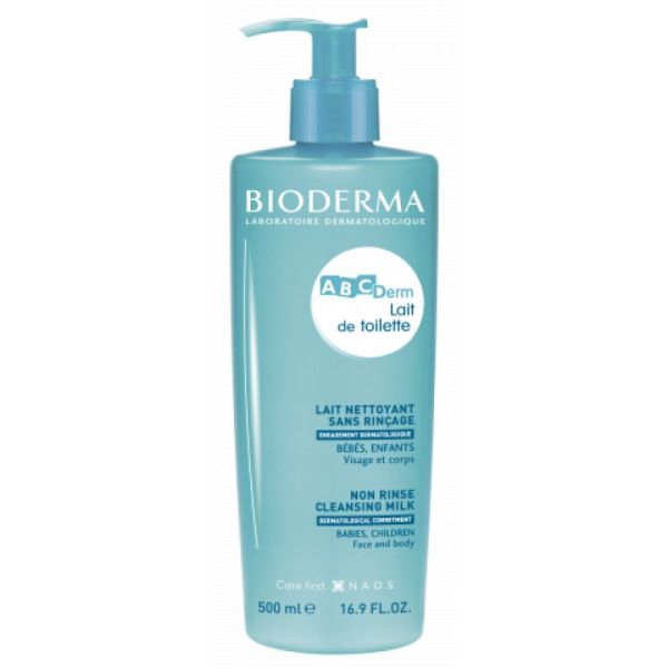 BIODERMA ABCDerm Lait de Toilette sans Rinçage - Visage et Corps - Dès la Naissance 500ml