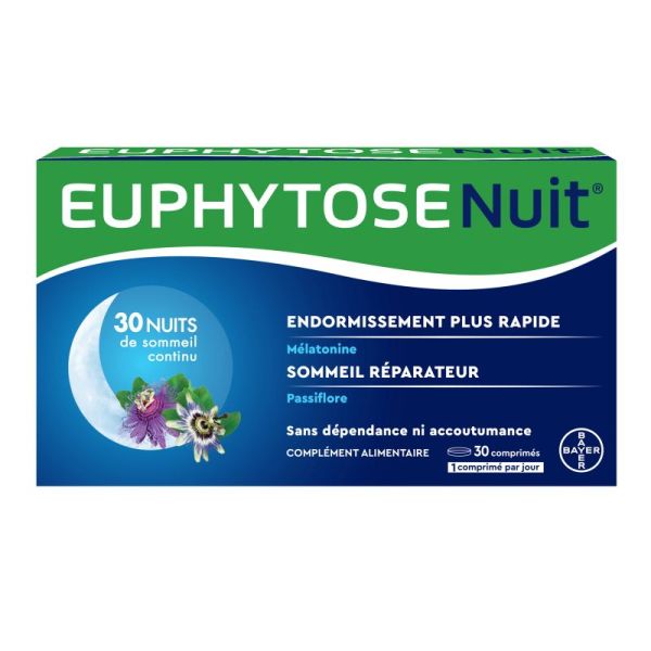 EUPHYTOSE NUIT 30 Comprimés - Endormissement plus Rapide, Sommeil Réparateur