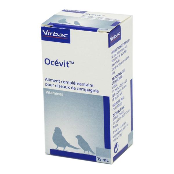 OCEVIT Vitamines pour Oiseaux de Compagnie (A, D3, E, B1, B5, B6, PP) - Solution Buvable - Fl/15ml