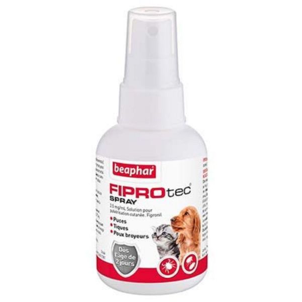 FIPROTEC Spray Antiparasitaire 100ml - Chat et Chien dès l' Age de 2 Jours