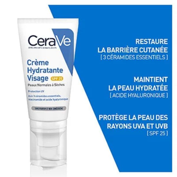 CERAVE Crème Hydratante Visage SPF30 52ml - Peaux Normales à Sèches