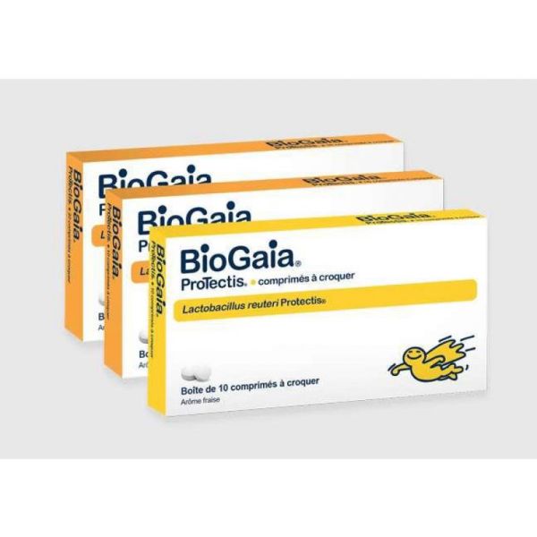 BIOGAIA Protectis Fraise 10 Comprimés à Croquer - Complément Alimentaire pour l' Equilibre Intestina