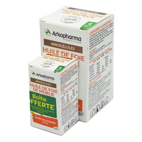 ARKOGELULES Huile de Foie de Morue 400 mg (Vit.A et D) - Bte/220 capsules