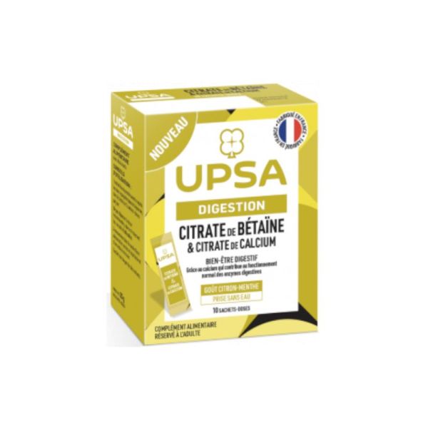 UPSA DIGESTION Citrate de Bétaïne et Citrate de Calcium 10 Sachets Doses