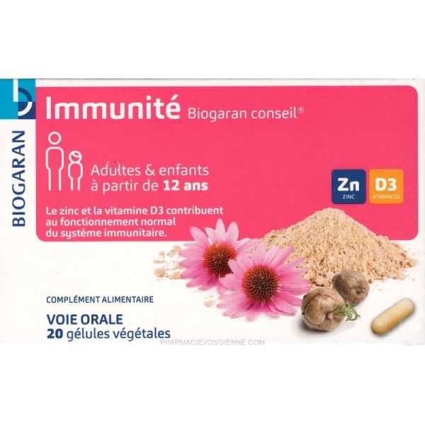 BIOGARAN - Immunité - Adulte et enfant à partir de 12 ans - 20 gélules végétales