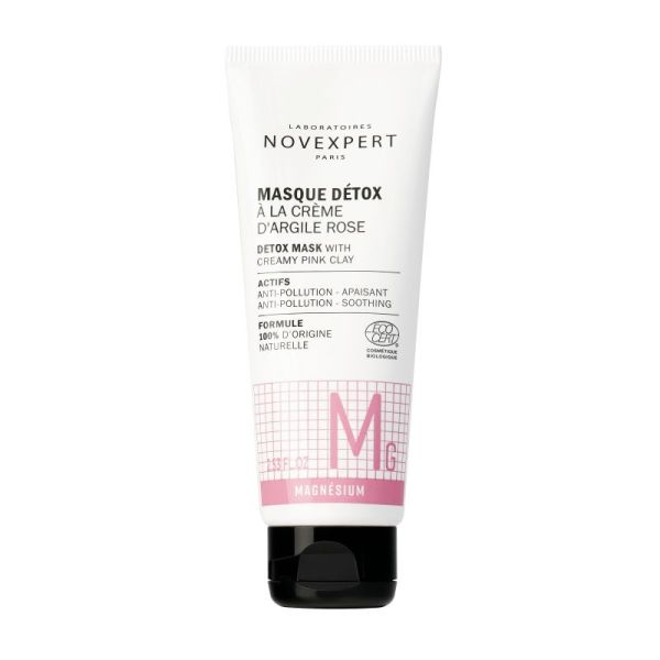 NOVEXPERT MAGNESIUM Masque Detox à la Crème d' Argile Rose Bio 75ml - Anti-Age  Toutes Peaux