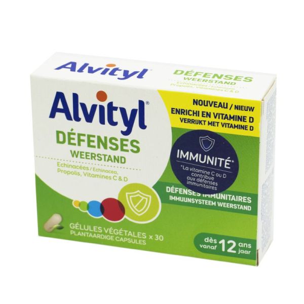 ALVITYL DEFENSES 30 Gélules Végétales - Immunité, Echinacées, Propolis, Vitamines C et D