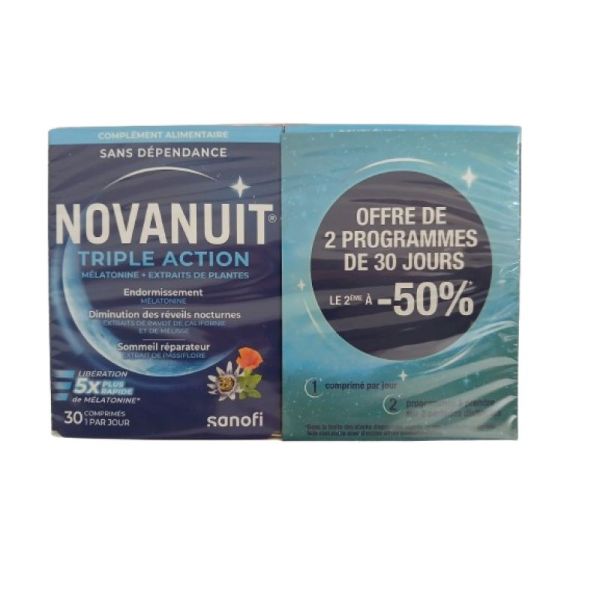 SANOFI - Novanuit triple action - Libération x5 plus rapide- OFFRE DE 2 PROGRAMMES DE 30 JOURS