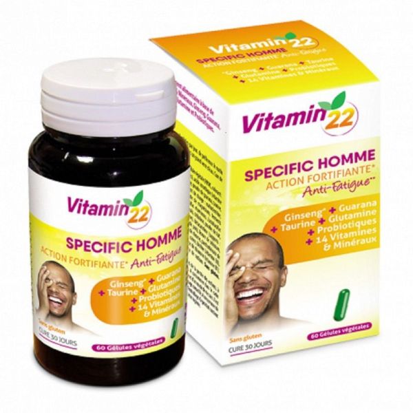 VITAMIN'22 Specific Homme 60 Gélules - Action Fortifiante, Anti Fatigue