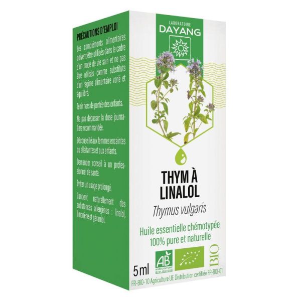 DAYANG BIO Huile Essentielle Chémotypée THYM A LINALOL 5ml - Thymus vulgaris