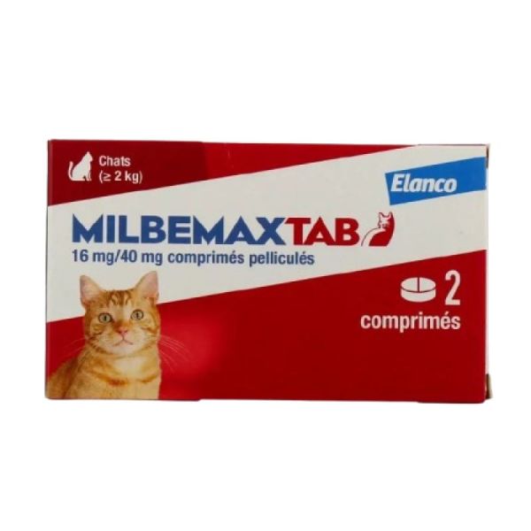 MILBEMAXTAB Chats de plus de 2kg - Vermifuge Interne Spectre Large - Bte/2 Comprimés