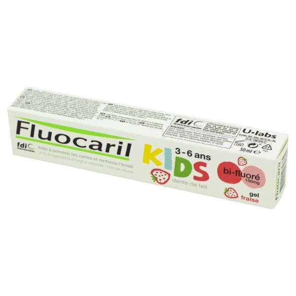 FLUOCARIL KIDS 3 à 6 Ans - Gel Dentifrice Bi-fluoré Fraise 50ml