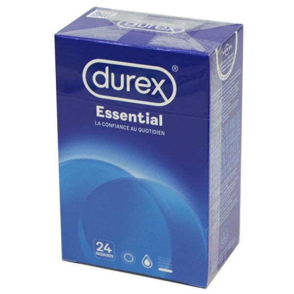 DUREX 24 Préservatifs ESSENTIAL - Forme Profilée avec Réservoir, Largeur 56mm