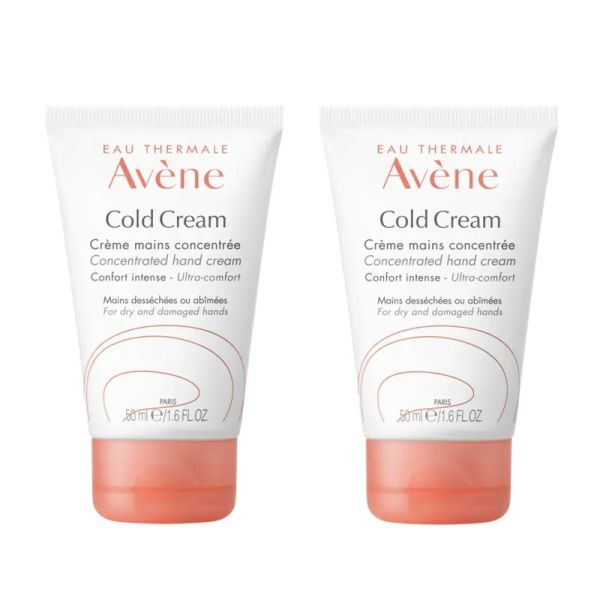 AVENE COLD CREAM Lot de 2 Crèmes Mains Concentrées 2x 50ml - Mains Desséchées ou Abîmées