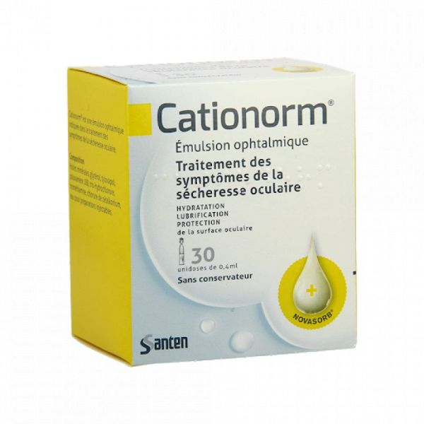 CATIONORM Emulsion Ophtalmique Stérile - En cas de Sécheresse Oculaire - 30 unidoses