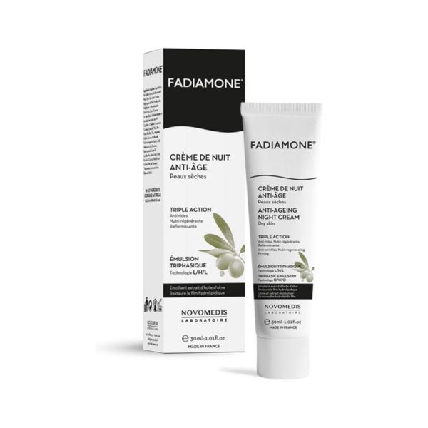 FADIAMONE Crème de Nuit Anti Age - Soin Visage pour Peaux Sèches - Triple Action : Anti Rides, Raffe