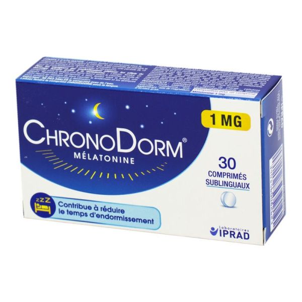 CHRONODORM Mélatonine 1mg, 30 Comprimés Sublinguaux - Complément Alimentaire Endormissent, Sommeil
