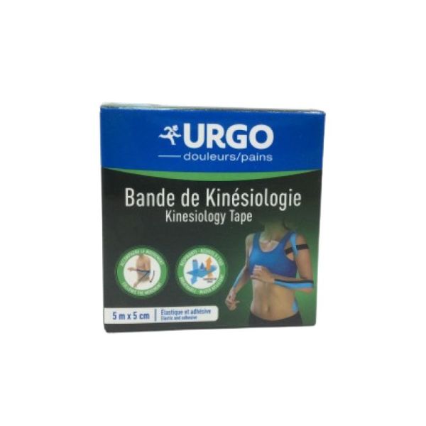 URGO - tape- Bande de kinésiologie , 5m x 5 cm - Multi-localisation - Couleur Noir - 3664492000619