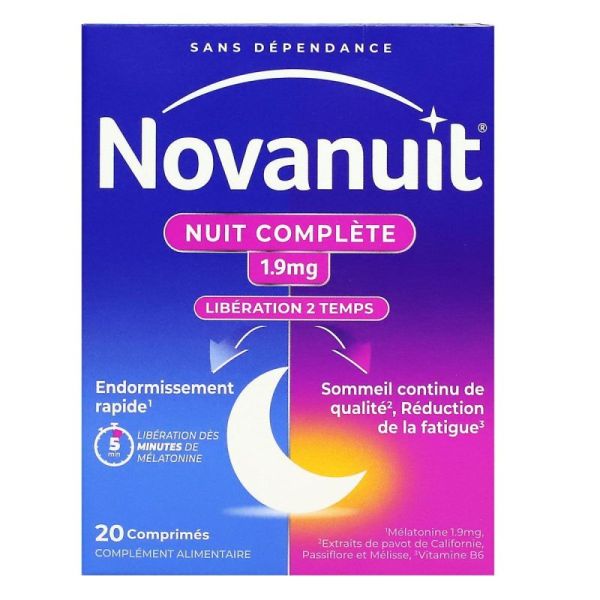 Novanuit Nuit complète 1,9mg libération 2 temps 20 comprimés