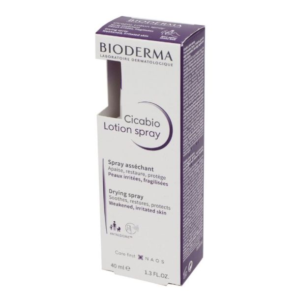 BIODERMA Cicabio Lotion Spray 40ml - Spray Asséchant pour Peaux Irritées, Fragilisées