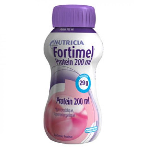 FORTIMEL PROTEIN Fraise 200ml HP/HE - Complément Nutritionnel Hyper Protidique et Hyper Energétique