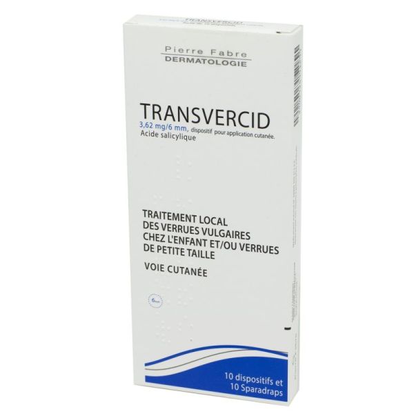 TRANSVERCID Dispositif pour application cutanée 3,62 mg/6 mm, boîte 10 sachets