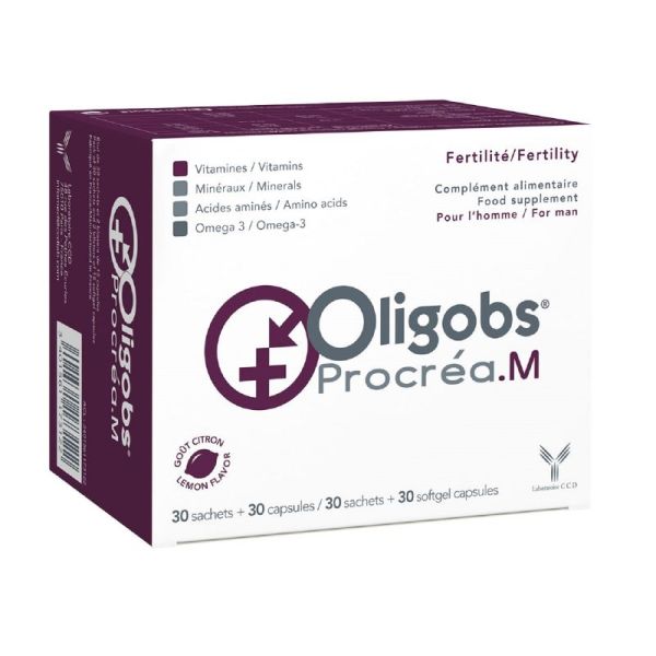 OLIGOBS Procrea M 30 Sachets + 30 Capsules - Complément Alimentaire Fertilité pour Homme