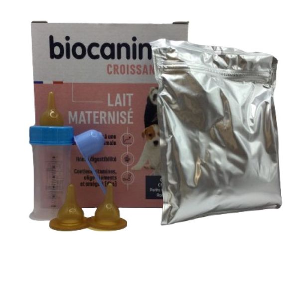 BIOCANINA ALLAITEMENT Kit Lait Maternisé - Lait 2x 200g + 1 Biberon 80ml + 3 Tétines