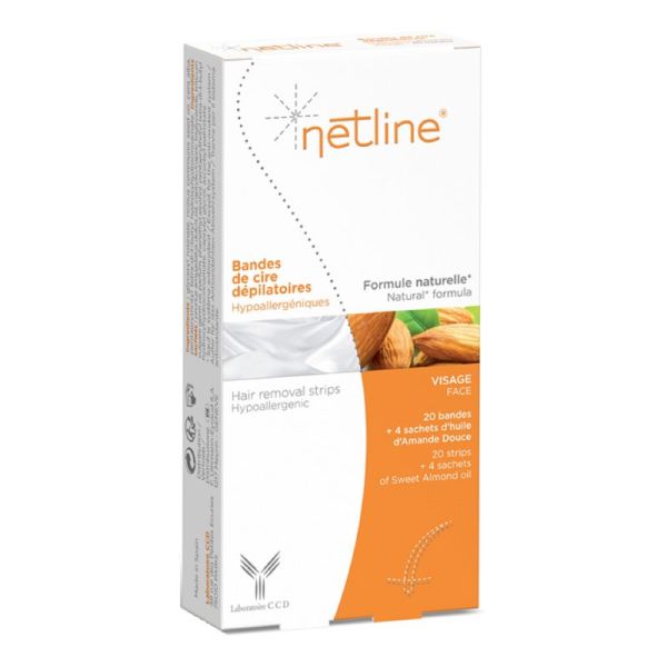 NETLINE 20 Bandes de Cire Dépilatoires VISAGE - Epilation à Froid