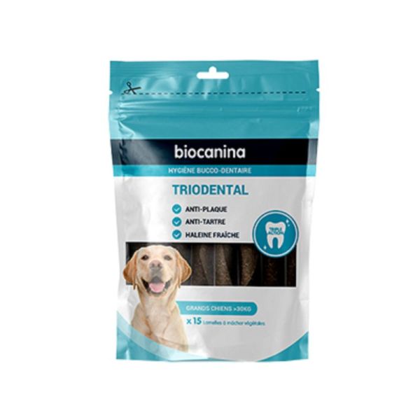 BIOCANINA TRIODENTAL Très Grands Chiens Plus de 30kg - 15 Lamelles à Mâcher