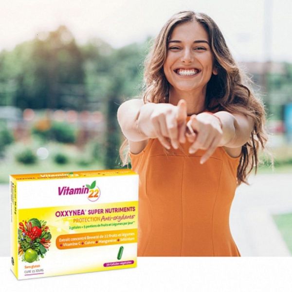 VITAMIN'22 Oxxynea Super Nutriments 30 Gélules - Concentré de 22 Fruits et Légumes