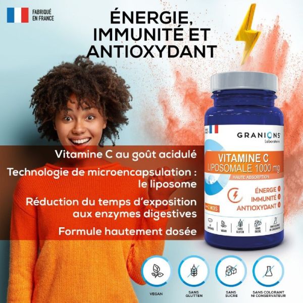 GRANIONS PILULIERS Vitamine C Liposomale 1000mg 60 Comprimés - Energie, Immunité, Anti-oxydant