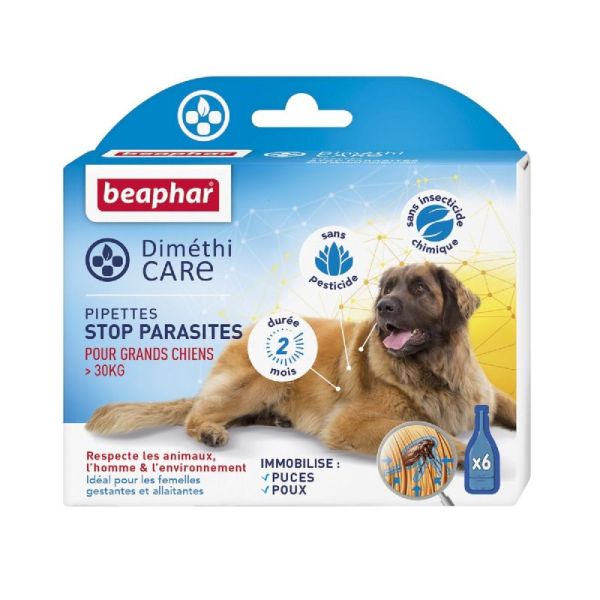 DIMETHICARE Pipettes Stop Parasites 4.5ml Grand Chien +30kg - Puces, Tiques, Poux