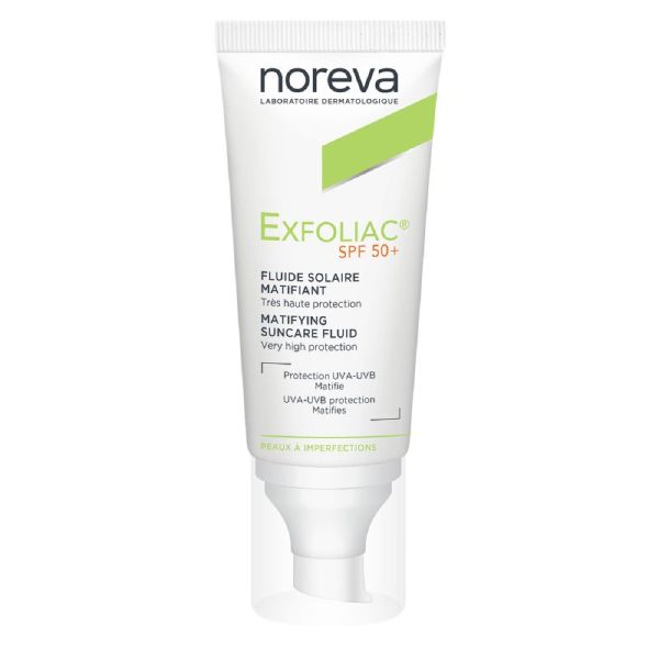 EXFOLIAC Fluide Solaire Matifiant SPF50+ 40ml - Protection UVA/UVB - Peaux à Imperfections