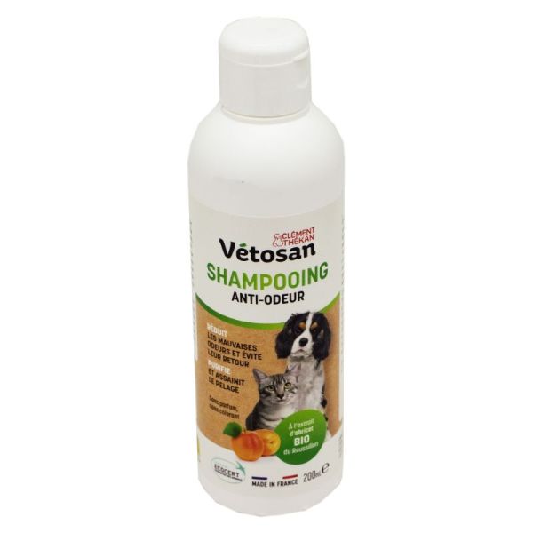 VETOSAN Shampooing Anti Odeurs 200ml - Chat, Chien - Hygiène du Pelage, Mauvaises Odeurs