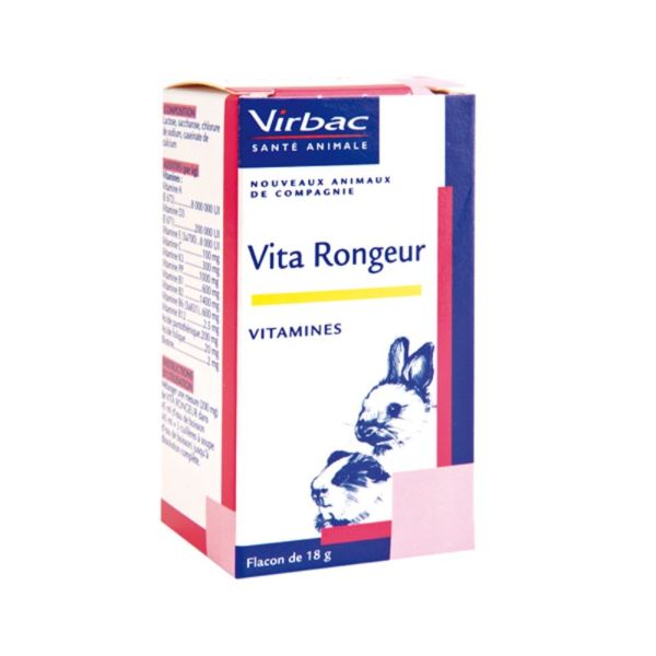 VIRBAC VITA RONGEUR 18g - Apport en Vitamines - Lapin, Chinchilla, Rat, Hamster